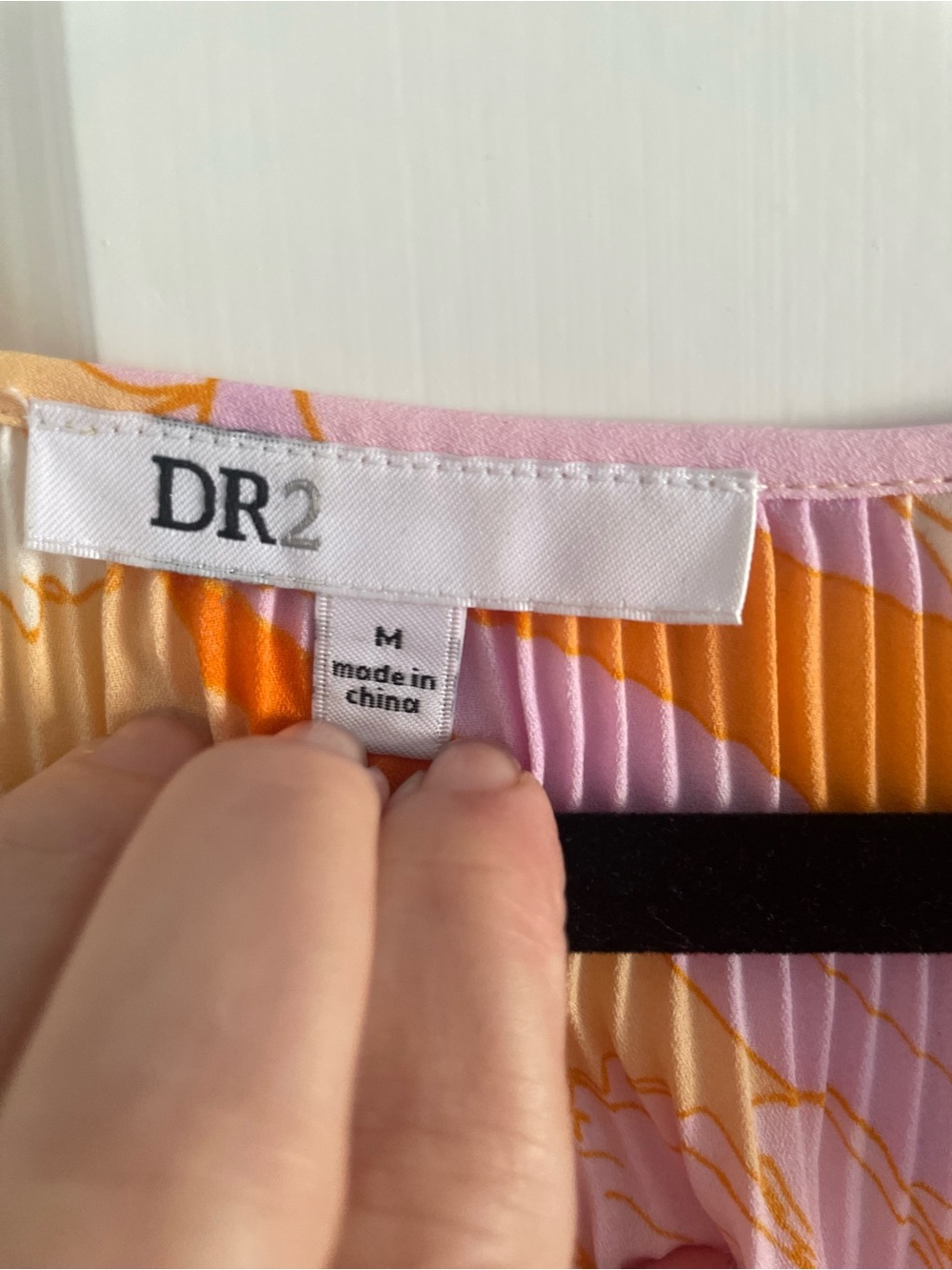 DR2 Pink & Orange Floral Pleated V-Neck Blouse - Picture 2 of 7